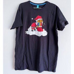 Spreadshirt Humor T-Shirt Christmas Holiday Funny Tee Santa Puke Rainbow Sz L